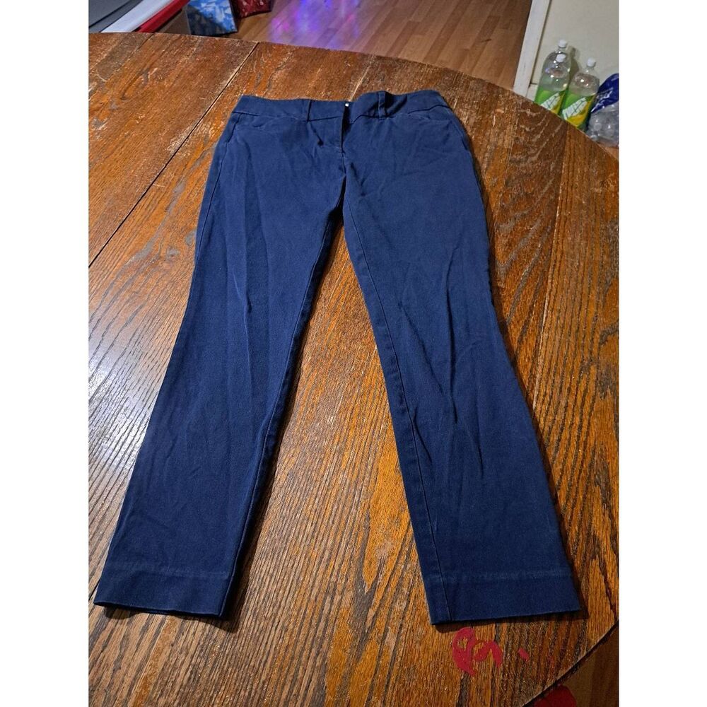 Size 4 Loft Outlet Blue Skinny Ankle Pants with Pockets and Belt Loops